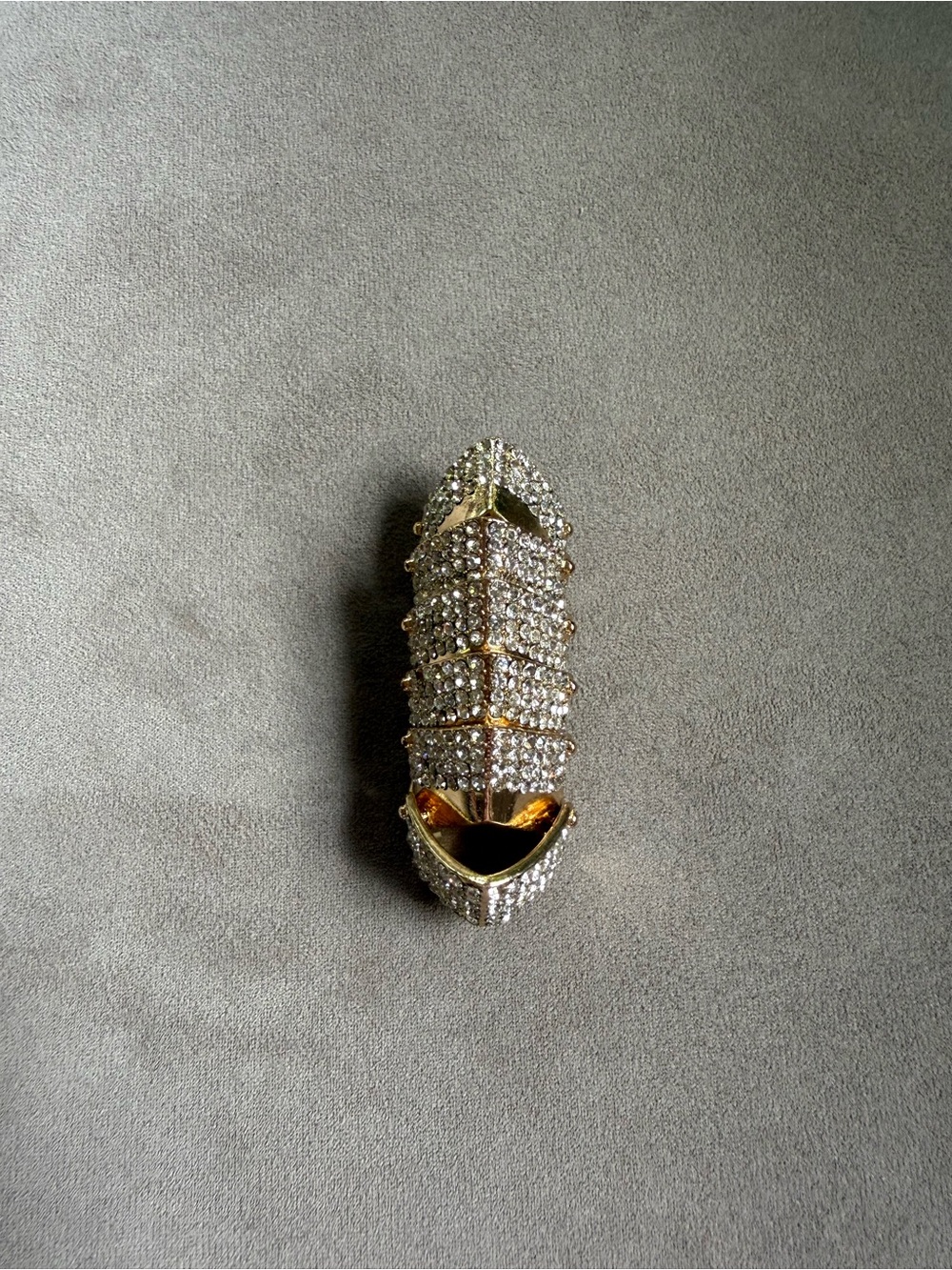 Vintage Gold and Crystal Armor Ring